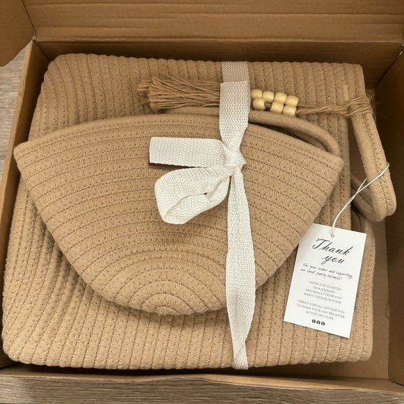 BOOQA Woven Rope Shoulder Tote & Small Handbag Set for Beach Pool Travel NWT - Picture 3 of 15